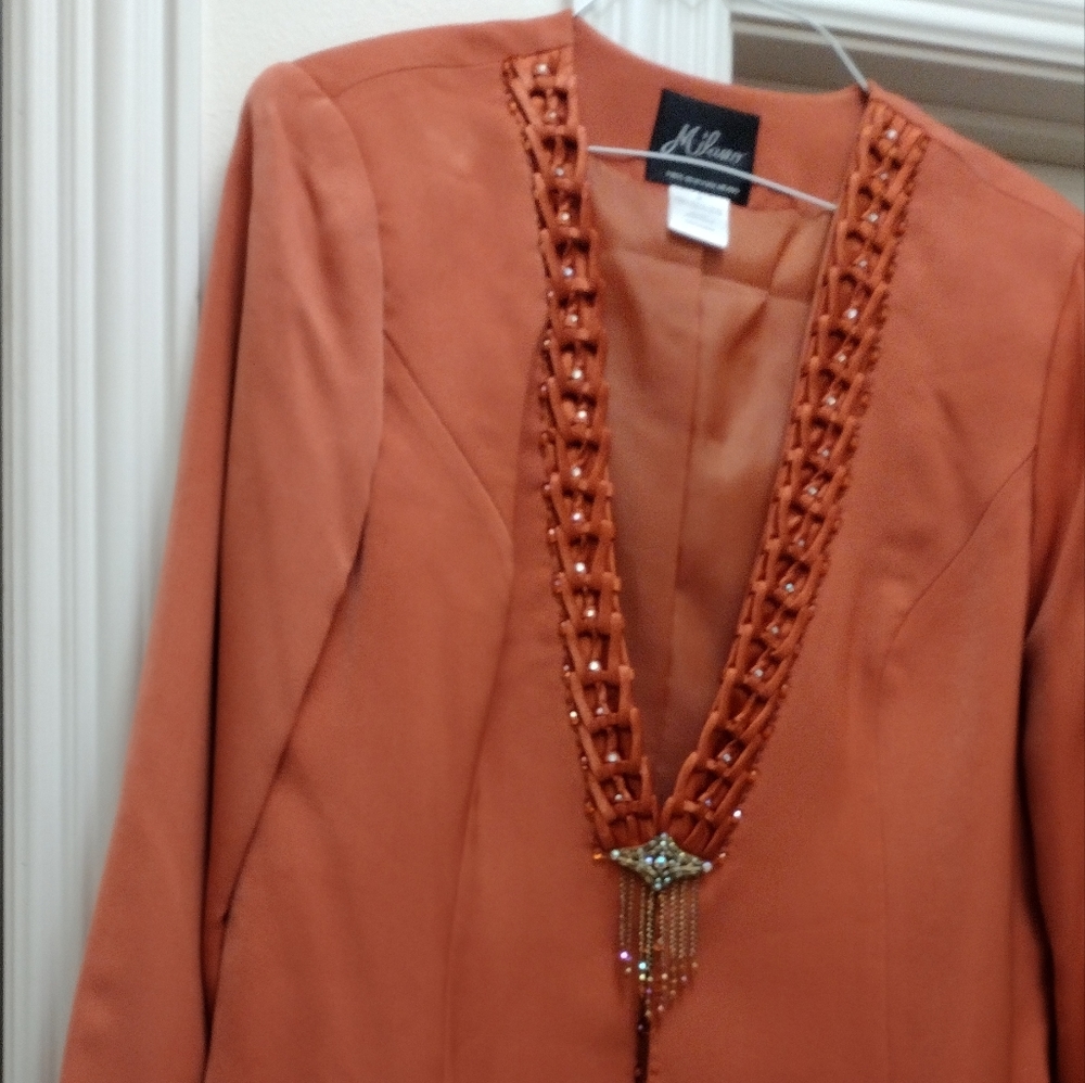 Suit By Milano 3 piece Coral Brown Dress Suit
